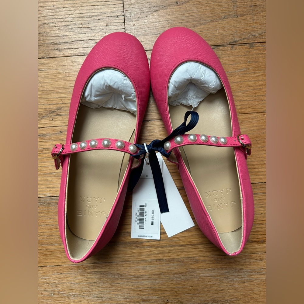 Janie and Jack Pink Flats with pearls